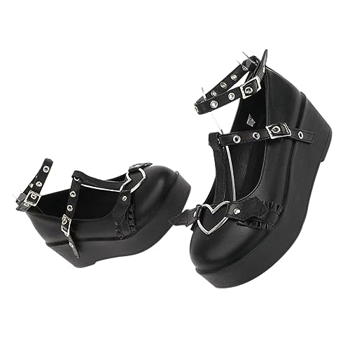 Sandales compensées noires avec plateforme en PU pour femme