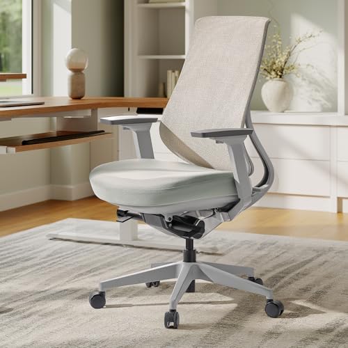 Image of EUREKA ERGONOMIC Lira Office Chair with Headrest, Ergonomic Desk Chair with 3D Armrests, Adjustable Seat Depth, Breathable Mesh Computer Chair with Lumbar Support for Home Office(Grey)
