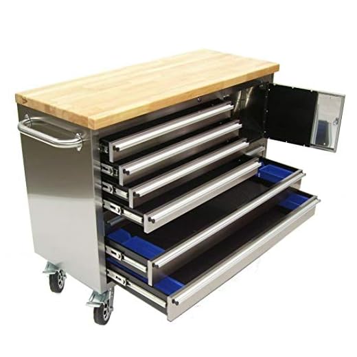 AWZ TB124 Edelstahl Werkstattwagen 7 Werkbank Werkzeugwagen Rollwagen Werkzeugkiste