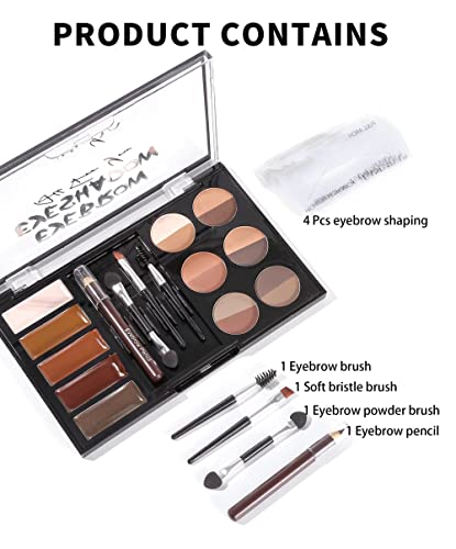 Maepeor Eye Brow Kit 25 Piece Eyebrow Makeup Palette Set 12 Colors Waterproof Eyebrow Powder 5 Eyebrow Gels 4 Eyebrow Stencils 3 Brushes 1 Eyebrow Pencil For Novice And Professional (25 Piece Set) #TOP2