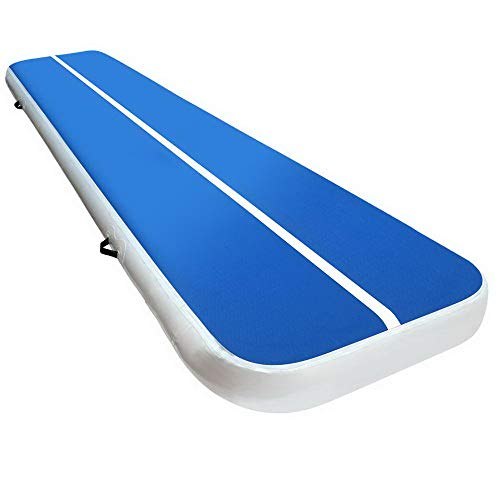 Everfit 4m 20cm Thick Air Track Gymnastics Tumbling Mat Exercise Cheerleading Inflatable Tumble for Home Use/Gym/Training Blue Yoga Airtrack Equipment