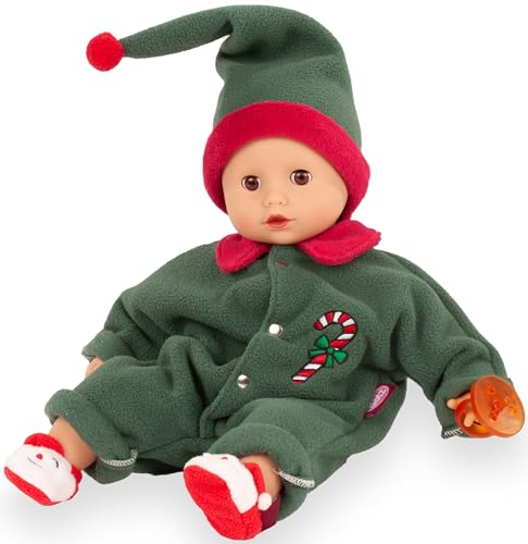 Götz 2520575 Muffin Baby Christmas Candy Poupée de 33 cm avec yeux de sommeil marron, sans poils ni corps mous, poupée à corps souple en lot de 9 pièces