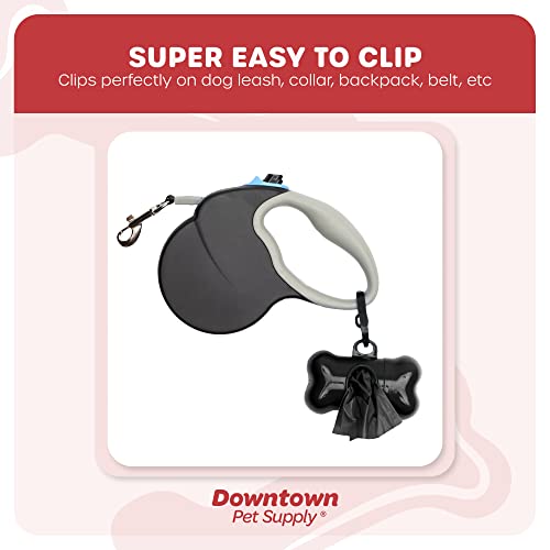 Downtown Pet Supply 220 Count Dog Poop Bags Refills With Leash Clip And Bone Bag Dispenser, Black - Dog Waste Bags Unscented And Leak-Proof With Dog Poop Bag Dispenser - 12.5 X 8.5” #TOP3