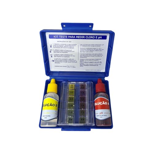 Estojo De Teste Medidor PH e Cloro Para Manutenção e Limpeza de Piscina Água Cristalina Verão