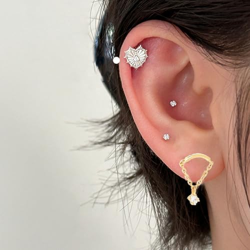 Hidden Helix Earrings Dangle Rhinestone Helix Earrings Threadless Flat Back Earrings Hypoallergenic Cartilage Earring Hidden Helix Piercing Jewelry4