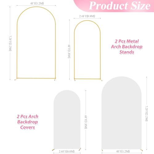 Wokceer Wedding Arch Backdrop Stand and Cover Set of 2,Arch and White Cover
