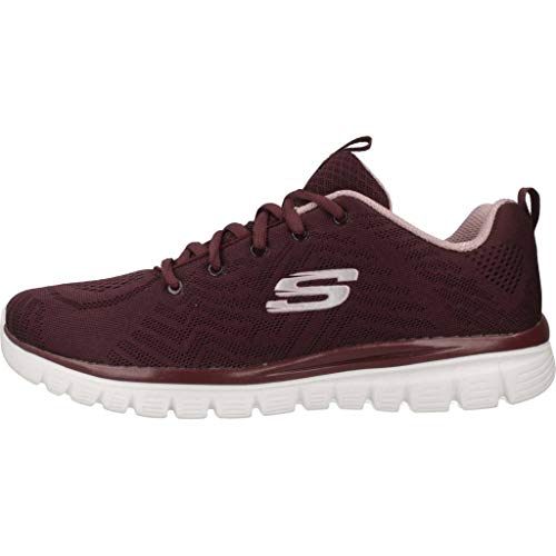 Skechers Damen Graceful Get Connected Sneakers, Wine Mesh/Lavender Trim, 41 EU – Ansicht 2