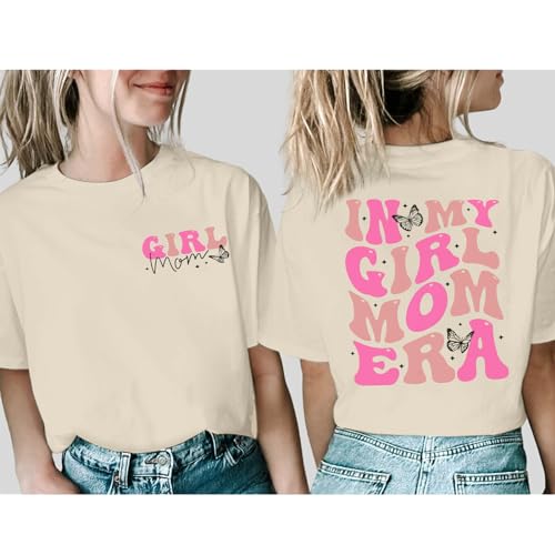 Image of Mama Shirts for Women in My Girl Mom Era Shirt Funny Letter Printed Graphic Tees Casual Tops
