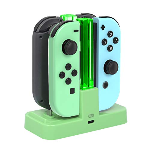 Image of FastSnail Controller Charger for Nintendo Switch & OLED Model for Joycon, Charging Dock Station for Joy con and Pro Controller with Charger Indicator & Type C Cable for Joycon 1 Controller Green