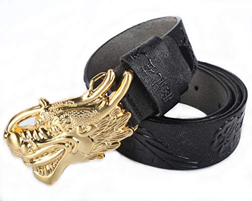 120cm Dragon Belt Men Belts Male Genuine Leather Strap Cowskin Gold Buckle Belt3