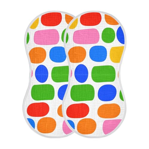 2 Pack Baby Burp Cloths, Soft Absorbent Burping Cloths for Babies, Cotton Milk Spit Up Rags, Large Size for Newborns, Baby Boys and Girls (Geometric Circles)