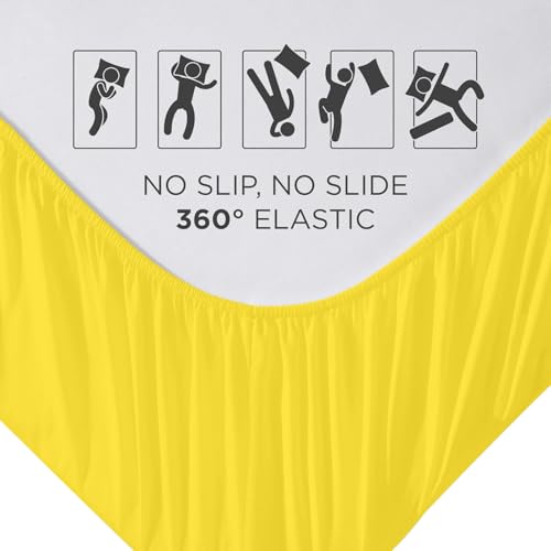 Image of Royale Linens Fitted Sheet Queen - Ultra Soft 1800 Brushed Microfiber - Hotel Luxury Bottom Sheets - Wrinkle Free & Fade Resistant - Deep Pocket Fitted Sheet Only (Queen, Yellow)