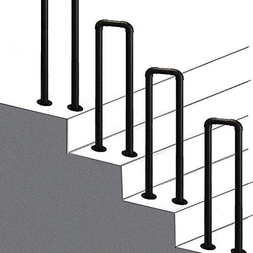 Rampe d'escalier en fer forgé noir mat de 90cm avec son kit d'installation complet - 2