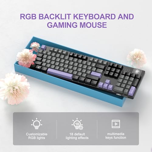 Image of MageGee Mechanical Gaming Keyboard, Wired USB RGB Backlit Keyboard, 104-Key 100% Anti-Ghosting Mechanical Keyboard with Red Switches, Side-Printed Keycaps for Windows PC & Mac