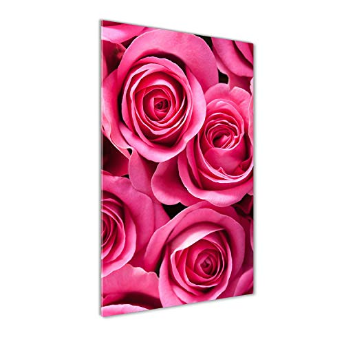Tableau image roses roses 70x140 cm impression verre moderne