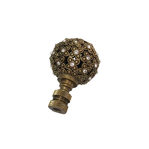 Royal Designs, Inc. F-5074AB-1 Floral Motif Sphere Crystal Accents Finial For Lamp Shade thumb #1