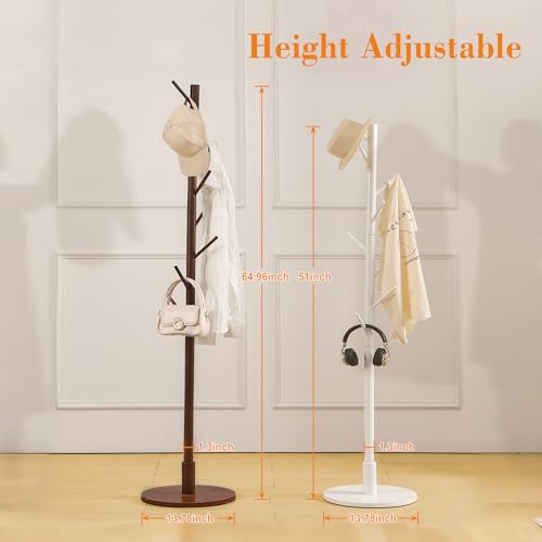 VECELO Coat Rack Freestanding, Entryway Hanger Stand, Umbrella Holder, Hall Tree With Hooks, Floor Standing Metal Tree Stand,White by VECELO - Image 3