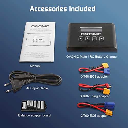 Ovonic Mate1 Lipo Battery Charger 1S-6S 100W 10A Smart Rc Battery Chargers With Xt60 Balance Charger Compatible For 1-6S Liion/Lipo/Life 3-18S Nimh Variety Modes Of Fast Charge, Storage Dis/Charge #TOP6