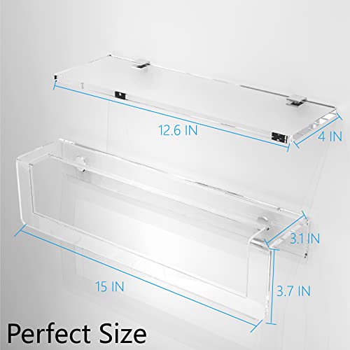 Rorkim Clear Acrylic Towel Racks Bathroom Wall Shelf With Towel Bar Wall Mounted,Thicken Clear Acrylic Bathroom Shelf Space Saving Utility Storage Bathroom Accessories #TOP2