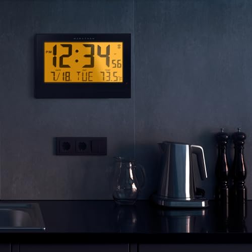 Reloj atómico MARATHON digital para salones amplios con indicador de temperatura interior 6