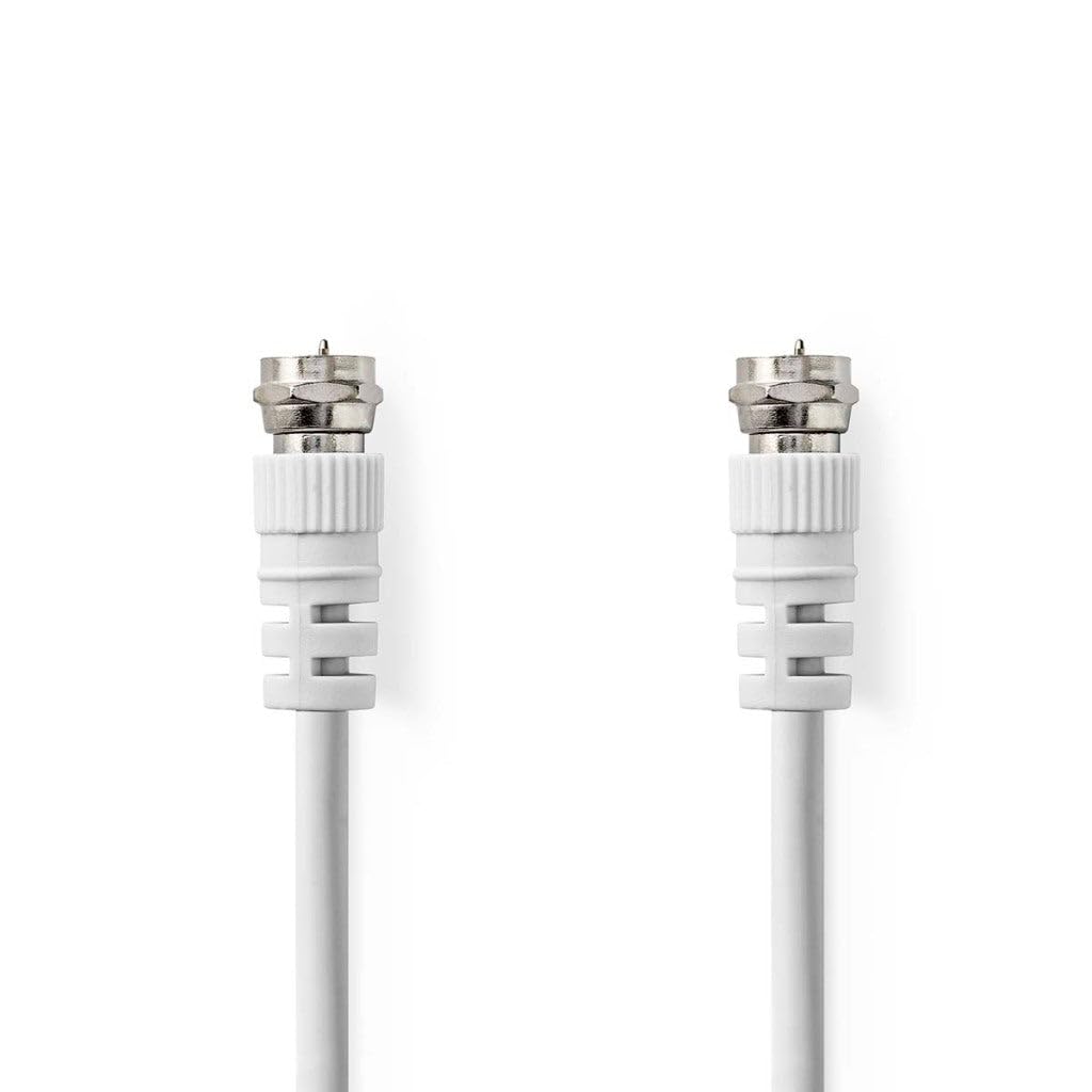 NEDIS Kabel satelitarny i antenowy | wtyczka F | wtyczka F | niklowany | 75 omów | podwójne ekranowanie | 1,00 m | okrągły | PCW | biały | etykieta