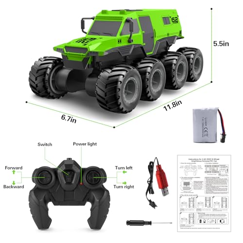 RC Trucks 8WD Offroad Waterproof,50Mins Playing Time Battery,1: 12 Large Remote Control Monster Truck for Boys Girls,Amphibious Gift Toy for Kids Age 6 7 8 9 10 11