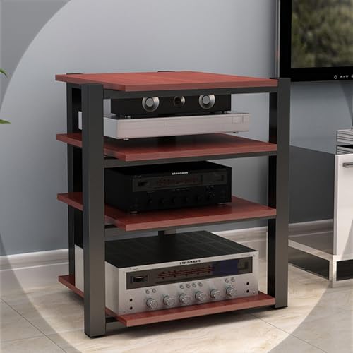 Étagère audio HiFi en bois meuble multimédia AV à 3 niveaux pour lecteur d'angle
