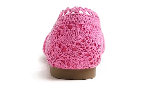 Image of FEVERSOLE Women's Comfort Breathable Knit Crochet Shoes Lace Ballet Flats
