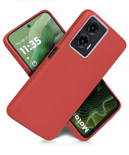 Image of WOW IMAGINE Back Cover for Motorola Moto G35 5G | Ultra Slim Flexible Non-Slip Grip | Inner Fabric | Metal Camera Ring & Lightweight Soft Silicone Mobile Case - Crimson Red