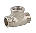 Produktbild 1/4" Messing T-Stück vernickelt, 2x Außengewinde 1x Innengewinde, Verbindungsstück, Verteiler, Abzweig, Fitting, MFM