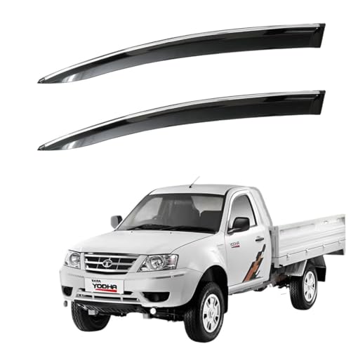 Image of CAR SAAZ Unbreakable Door Visor for Yodha (2017-Present)(Set of 2Pcs)|Stylish & Durable Chrome Lined Wind /Rain Deflector