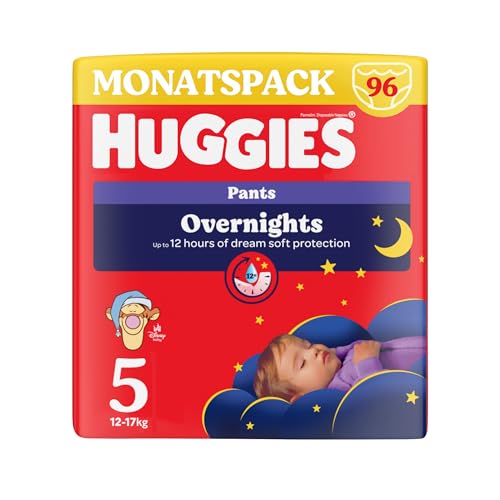 Huggies Overnight Pants Größe 5 (12-17 kg), Windeln-Monatsbox, 96 Stück...