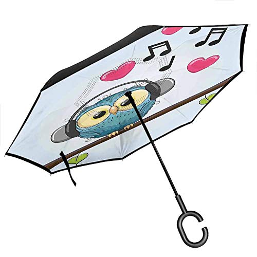 Parapluie inversé pliable chouette anti-goutte pour voiture