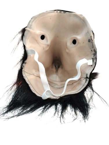 Image of BookMyCostume Jamwant Mythological Fancy Dress Mask - Grey & Black Face Mask with Hair Outline for Ramleela Role Play | Adult Size