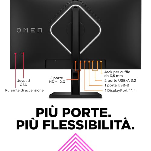Gaming OMEN 27s Monitor da 27 Pollici, Pannello IPS da 16:9 FHD da 240 Hz, 1 ms, Display HDR 400, Antiriflesso, 400 Nits, AMD FreeSync, NVIDIA G-SYNC, VESA 100x100 mm, HDMI 2.0, USB-A e B, Nero - Monitor - Immagine 5