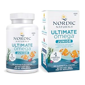 Nordic Naturals Ultimate Omega Jr., Strawberry – 90 Mini Soft Gels – 680 Total Omega-3s with EPA & DHA – Brain Health, Mood, Learning – Non-GMO – 45 Servings