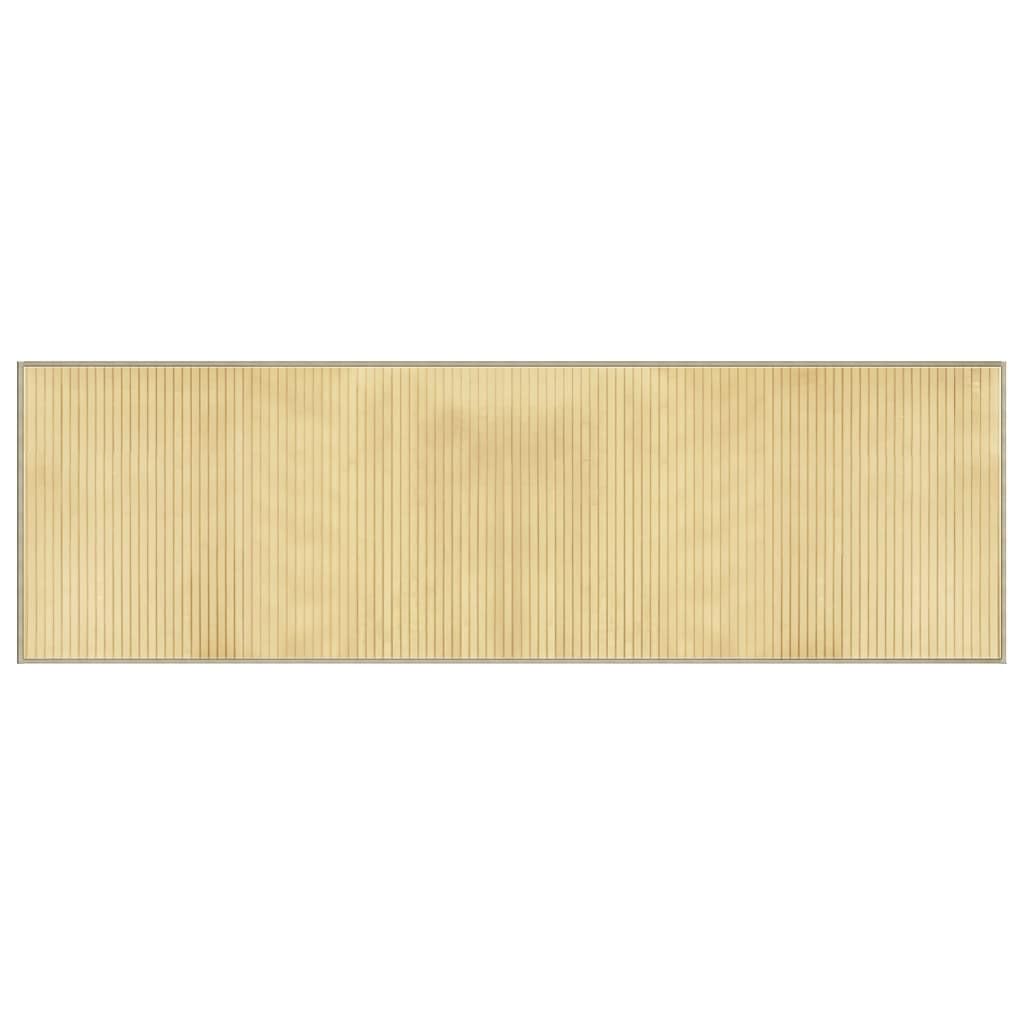 Bambusteppich 60x200 cm, rechteckiger Rutschfester Bambusläufer in Hell Natur, strapazierfähiger und wasserfester Bambusteppich für Wohnzimmer, pflegeleicht und aufrollbar