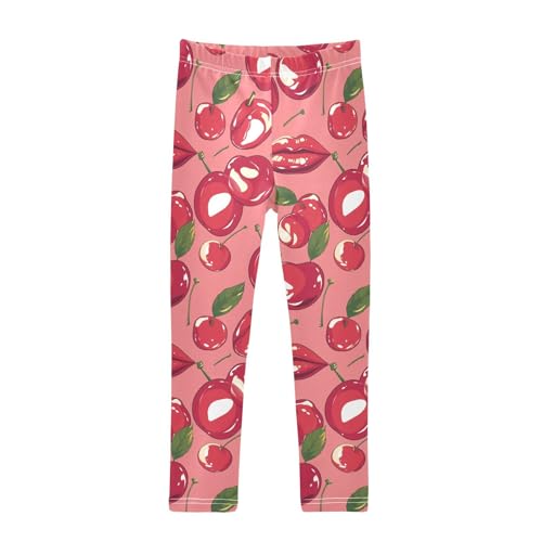 Red Lips Cherry Kids Baby Girls Cotton Leggings Soft High Waisted Pants Sports