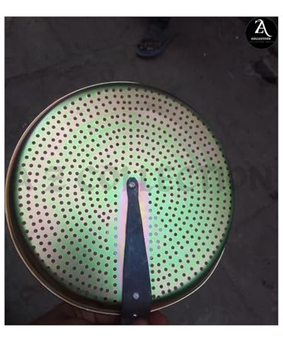 Image of A Z COLECTION Motichoor Laddu Iron Jhara, Perforated Strainer with Long Handle for Indian Sweets, Commercial and Home Use, Boondi Jhara with Long Handle Pack of 1 ((Hole Size:. 5 Number))