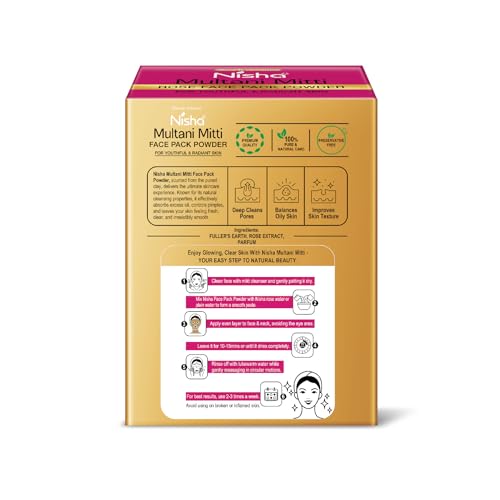 Image of Nisha Rose Multani Mitti for Face 100g | Fuller's Earth Powder | Natural Oil Control, Acne & Tan Removal | Skin Brightening Face Pack