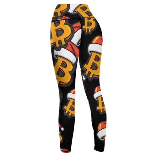 Bitcoin in Christmas Women's High Waisted Yoga Leggings Soft Tummy Control Pants for Running Gym Daily - Image 6