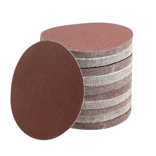 100 Stück Schleifpapier 80 Körnung 125 mm rund Schleifpapier Sand Oxid Aluminium Beflockung Glaspapier mit Haken und Ring, für Metall, Orbital