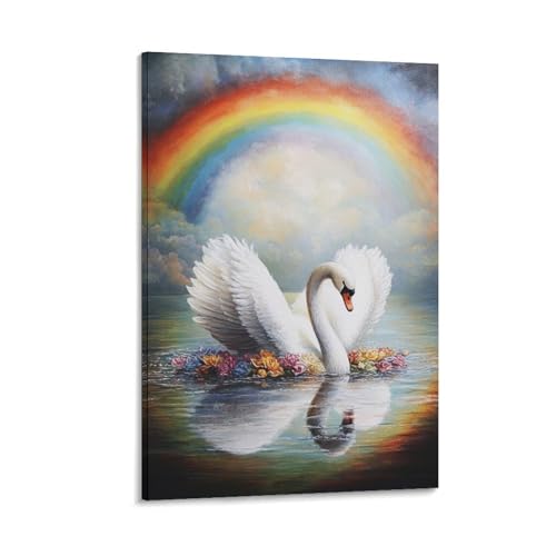 Peinture sur toile cygne pour remplacer un mur vide par une decoration premium
