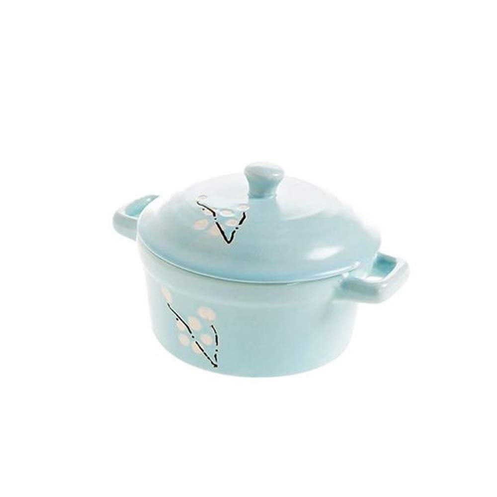 METTEOR Mini Ceramic Casserole Soup Pot With Handle Cookware Cooking Milk Egg Stew Pan Kitchen Pots Printed Cooker E (One Color zwart)