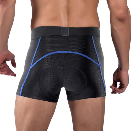 Calzas cortas ciclismo hombre HUIOP azul y amarillo miniatura 2