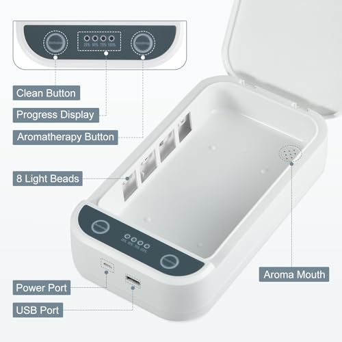 Soiiw Nail Tool Sterilizer Box Portable with Blue Light,USB Sterilizer Cleaning Box for Nail Salon, Tweezers, Jewelry, Phone, Manicure Tools