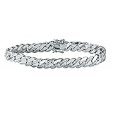 palm beach jewelry men s platinum plated genuine diamond accent curb link bracelet 9mm box clasp 8 5 inches