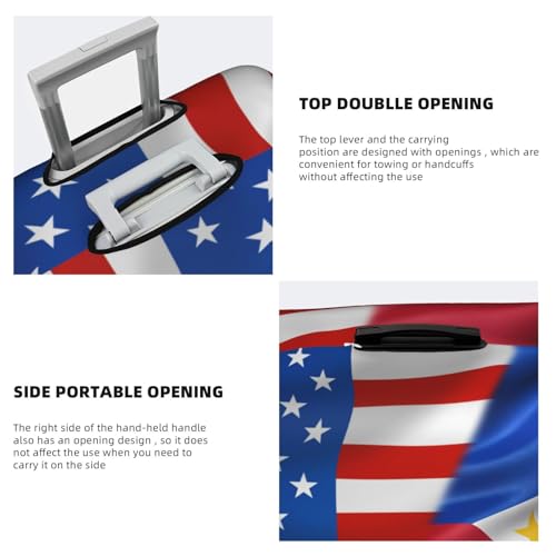 Travel Luggage Cover America Flag And Philippines Flag Fashion Washable Baggage Suitcase Protector Fit For Luggage Small4