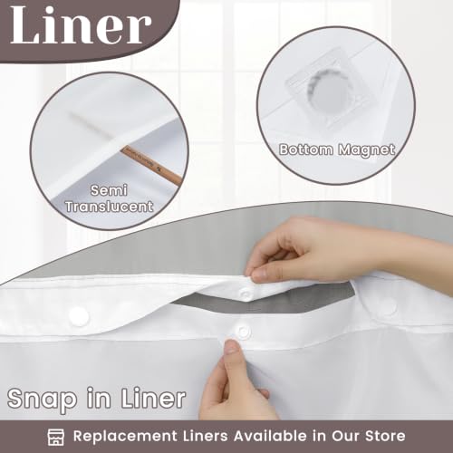 SORTTO Ringless Slub Shower Curtain with Snap in Liner, 60x74, Grey by SORTTO - Used condition - Image 6
