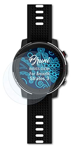 Bruni Screen Protector compatible with Amazfit Stratos 3 Protector Film, crystal clear Protective Film (2X)
